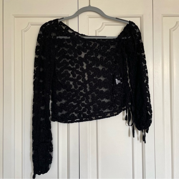 Majorelle Black Floral Crochet Top - Picture 4 of 4